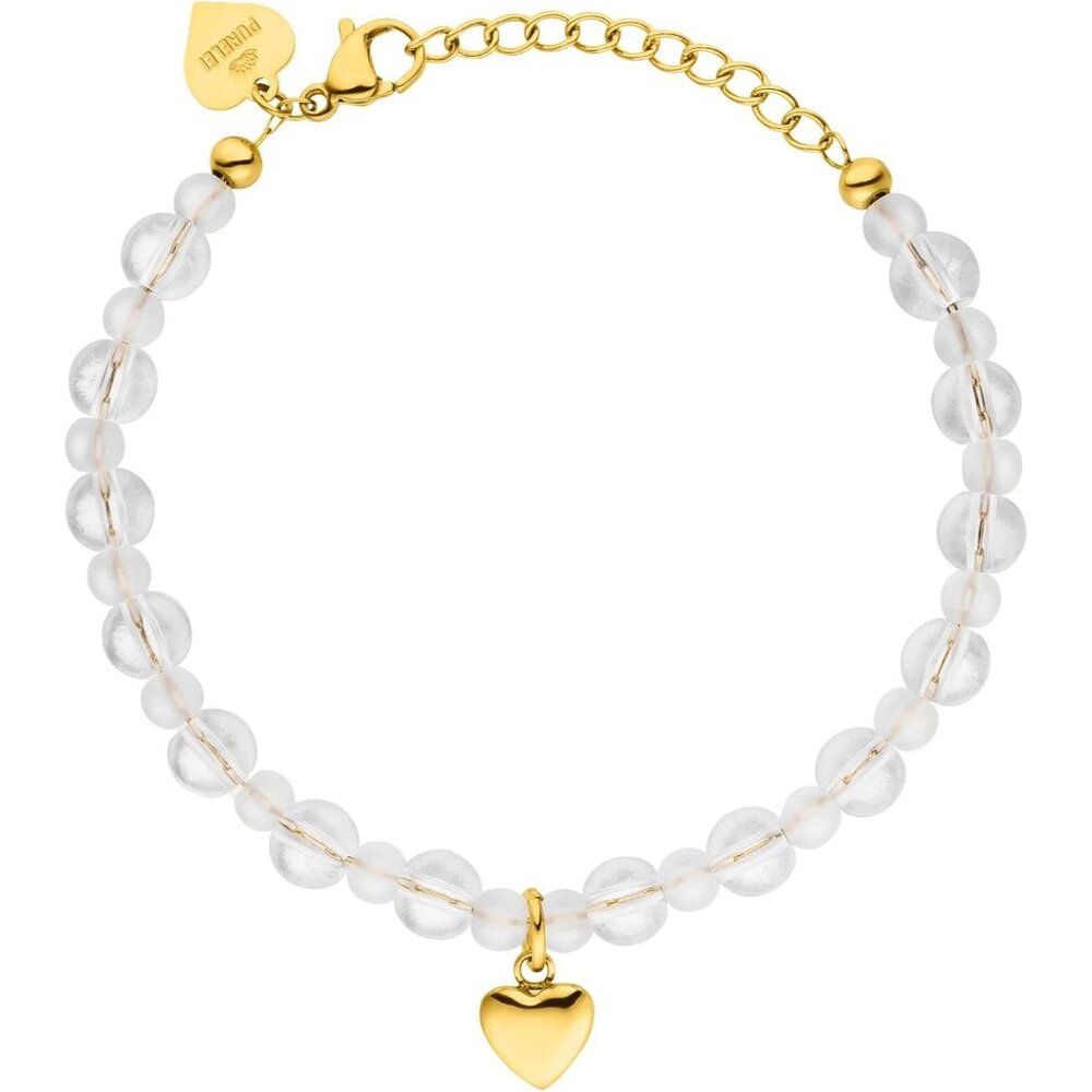 Hawaii-inspired Gold Heart Pearl Waterproof Stainless Steel Women's Bracelet, Ad
